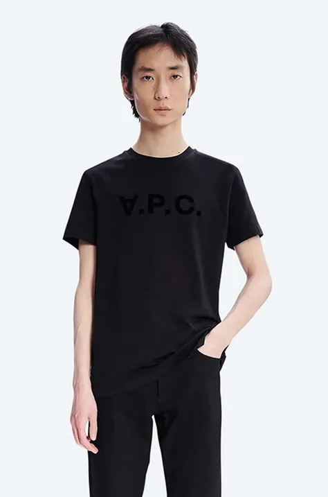 A.P.C. tricou din bumbac Vpc Kolor culoarea negru, cu imprimeu COBQX.H26943-DARKNAVY