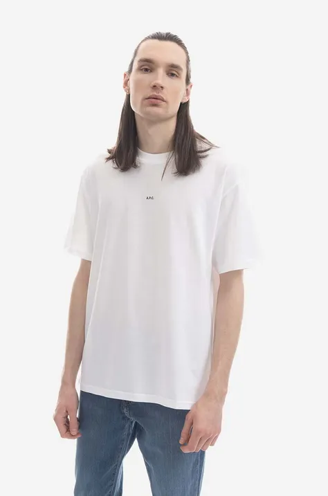 Bavlněné tričko A.P.C. Kyle bílá barva, s potiskem, COEIO.H26929-WHITE