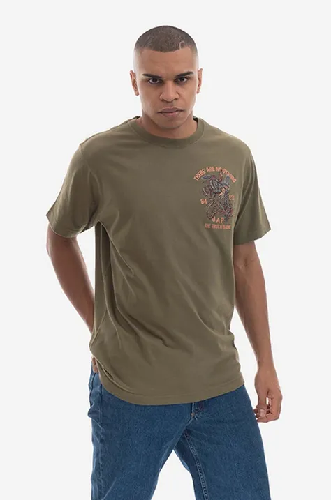 Bavlnené tričko Maharishi U.A.P. Embroidered T-shirt Organic Cotton Jerse 4093 OLIVE zelená farba, vzorované
