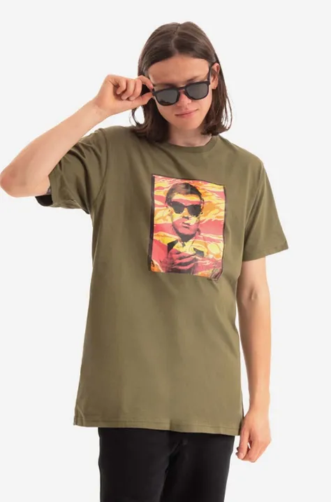 Bavlněné tričko Maharishi Warhol Polaroid Portrait T-Shirt OCJ zelená barva, s potiskem, 9711.OLIVE-OLIVE