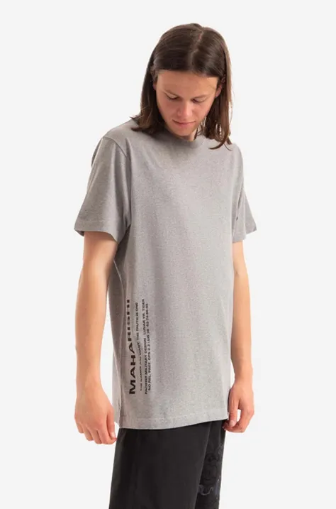 Bavlněné tričko Maharishi šedá barva, s potiskem, 9752.MARL-MARL