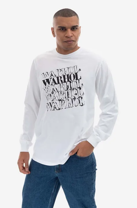 Памучна блуза с дълги ръкави Maharishi Andy Warhol Airborne L/S T-shirt 9923 WHITE в бяло с принт
