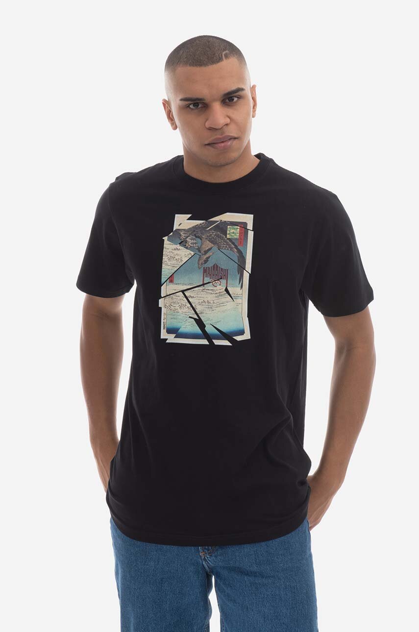 Maharishi t-shirt bawełniany męski kolor czarny z nadrukiem