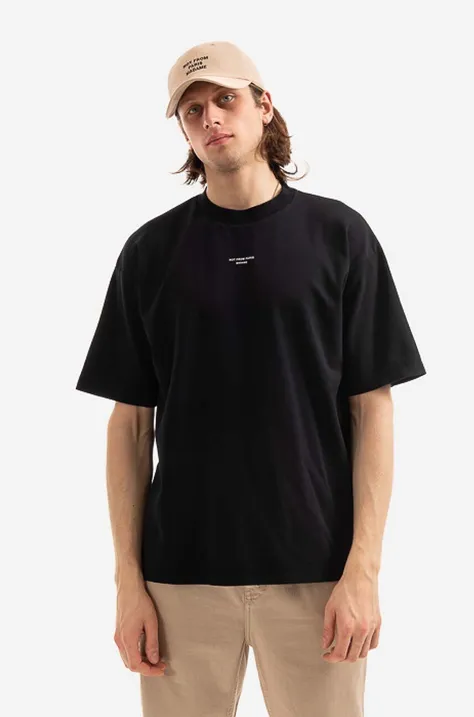Βαμβακερό μπλουζάκι Drôle de Monsieur P01BL χρώμα: μαύρο
