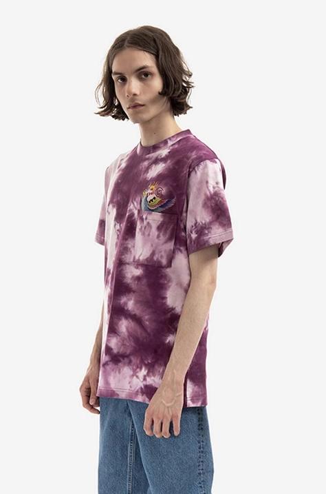 CLOT t-shirt bawełniany kolor fioletowy wzorzysty CLTES10008.PURPLE-PURPLE