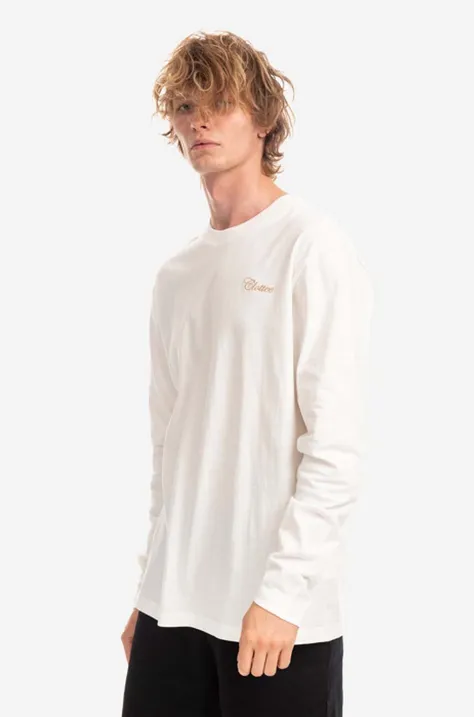 Bavlnené tričko s dlhým rukávom CLOTTEE SCript LS TEE CTLS1004.WHITE-WHITE, biela farba, jednofarebné