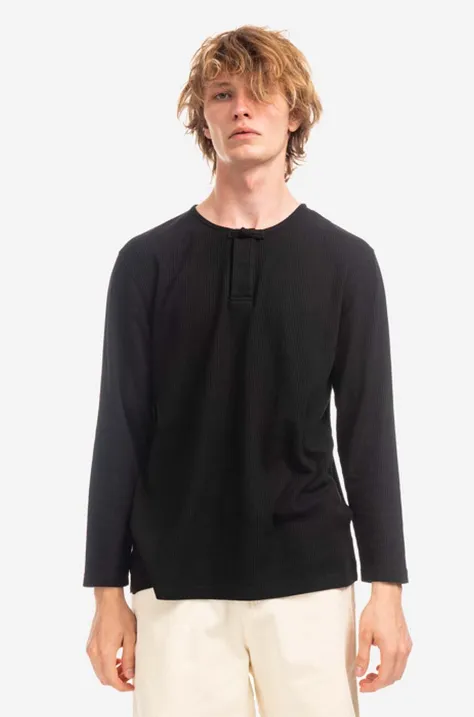 Tričko s dlouhým rukávem CLOTTEE Frog Knot Henley černá barva, CTLS1006.BLACK-BLACK