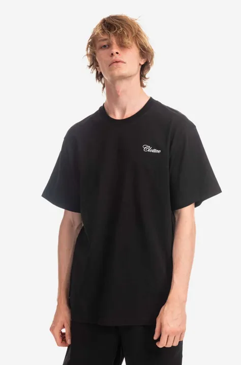 CLOTTEE t-shirt bawełniany Script SS Tee kolor czarny gładki CTTE1001.BLACK-BLACK