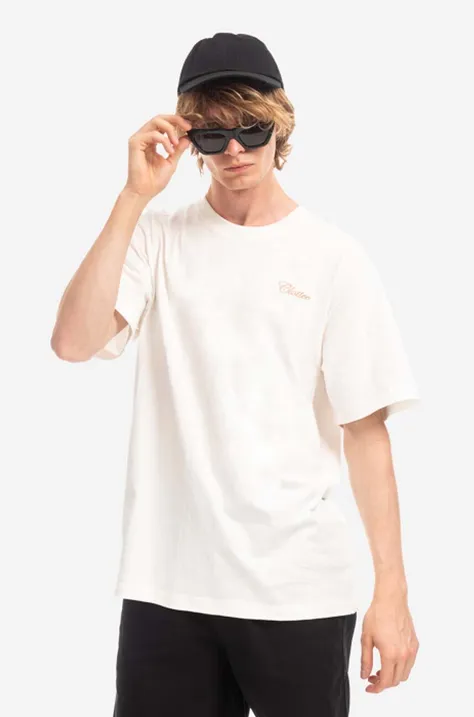 Bavlnené tričko CLOTTEE Script SS Tee CTTE1001.WHITE-WHITE, biela farba, jednofarebné