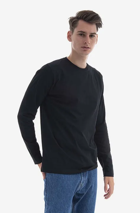 Памучна блуза с дълги ръкави Norse Projects Niels Standard Ls в черно с изчистен дизайн