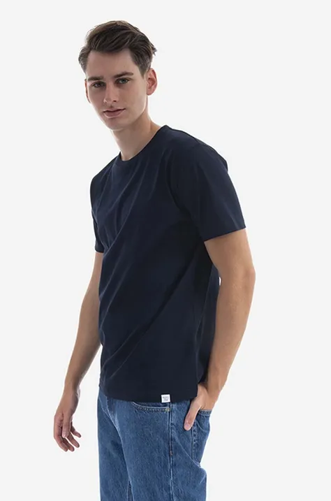 Norse Projects cotton t-shirt Niels Standard SS navy blue color