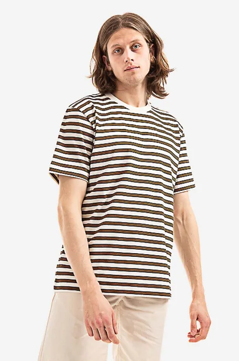 Norse Projects t-shirt bawełniany Johannes Nautical Stripe kolor beżowy wzorzysty N01.0576.0957-0957