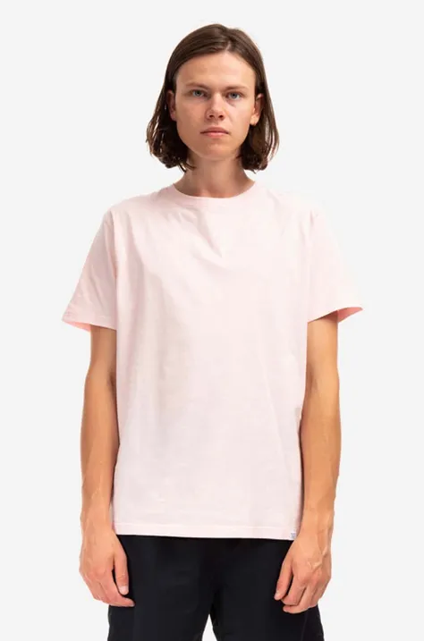 Памучна тениска Norse Projects в розово с изчистен дизайн
