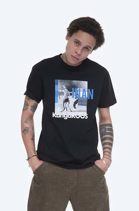 Βαμβακερό μπλουζάκι KangaROOS x Inan Batman χρώμα: μαύρο