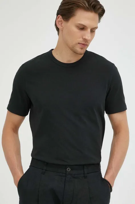 Бавовняна футболка Marc O'Polo колір чорний однотонний