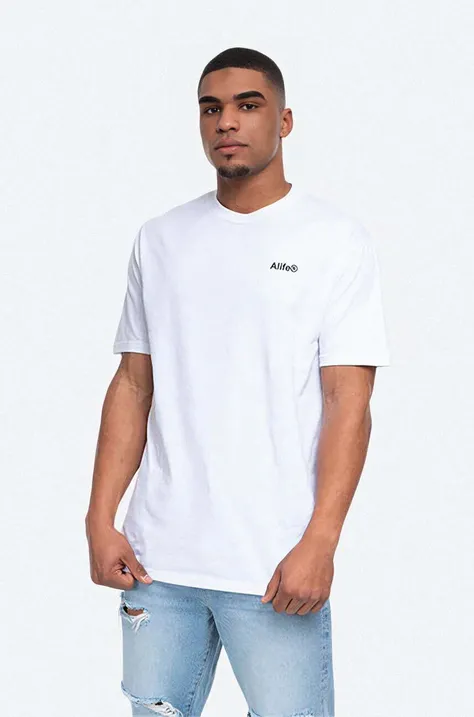 Хлопковая футболка Alife цвет белый узорный ALIFW20.40-WHITE