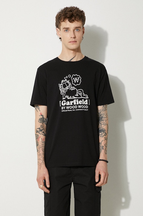 Wood Wood cotton t-shirt X Garfield black color