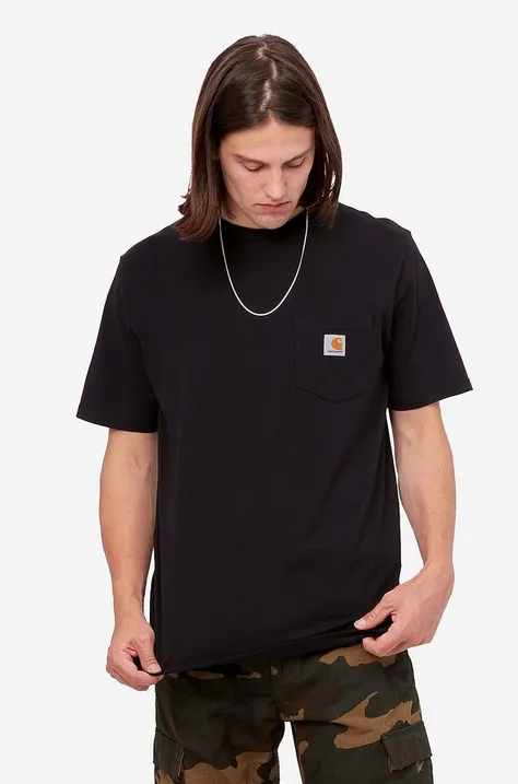 Памучна тениска Carhartt WIP в черно с изчистен дизайн