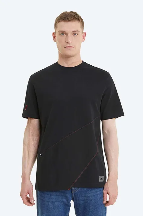 Puma t-shirt bawełniany kolor czarny gładki 530245.60-CZARNY