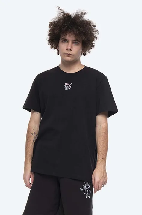 Puma t-shirt bawełniany x Kidsuper Studio kolor czarny z nadrukiem 530410.01-CZARNY
