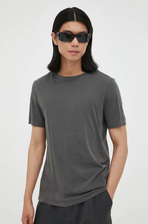 Bavlnené tričko American Vintage šedá farba, jednofarebné
