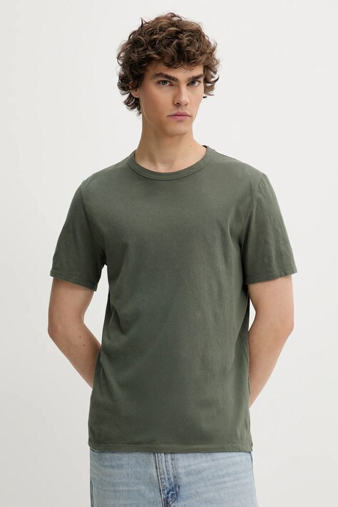 American Vintage t-shirt bawełniany kolor zielony gładki