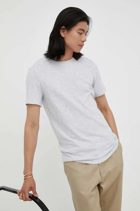 American Vintage t-shirt bawełniany kolor szary melanżowy