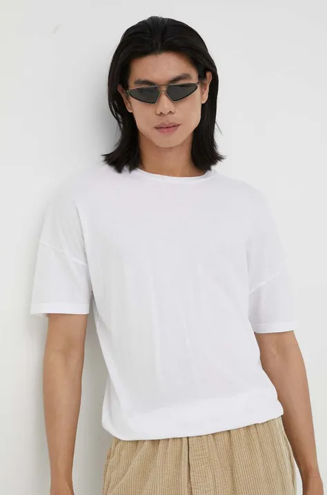 American Vintage t-shirt bawełniany kolor biały gładki