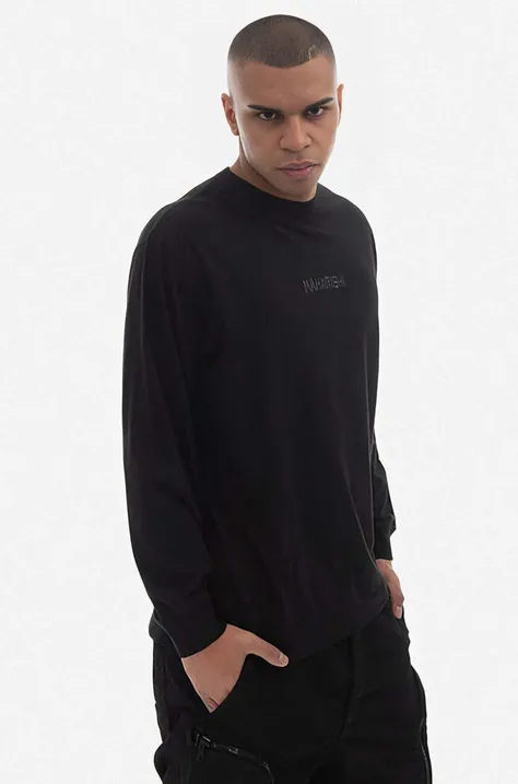 Bavlnené tričko s dlhým rukávom Maharishi U.A.P. Embroidered Longsleeve T-shirt Organic Cotton Jerse 4094 BLACK čierna farba, s potlačou