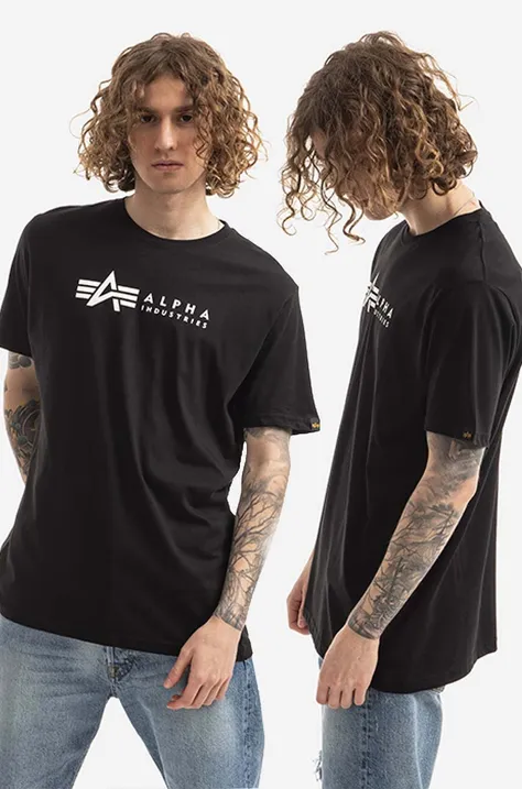 Хлопковая футболка Alpha Industries 2 шт Alpha Label T 2 Pack цвет чёрный узорный 118534.03