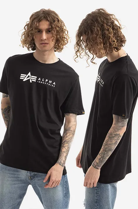 Bavlněné tričko Alpha Industries Alpha Label T 2 Pack černá barva, 118534.03