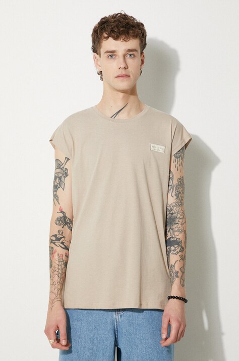 Alpha Industries t-shirt bawełniany kolor beżowy gładki 118530.627-KREMOWY