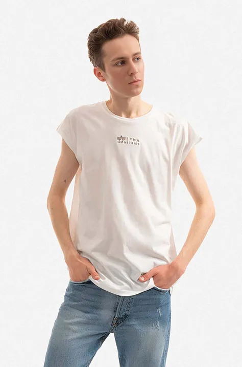 Alpha Industries t-shirt bawełniany kolor biały gładki 118531.626-BIALY