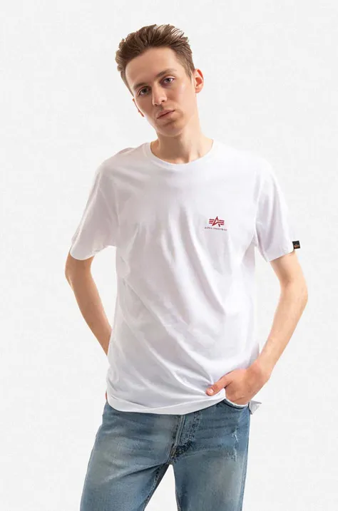Alpha Industries t-shirt bawełniany Backprint kolor biały z nadrukiem 128507.178-BIALY