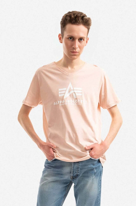 Alpha Industries pamut póló narancssárga, nyomott mintás