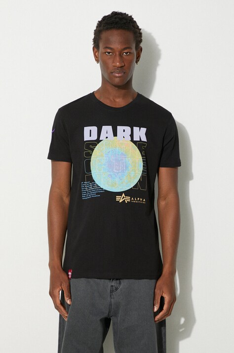 Pamučna majica Alpha Industries boja: crna, s tiskom, 108510.556-black