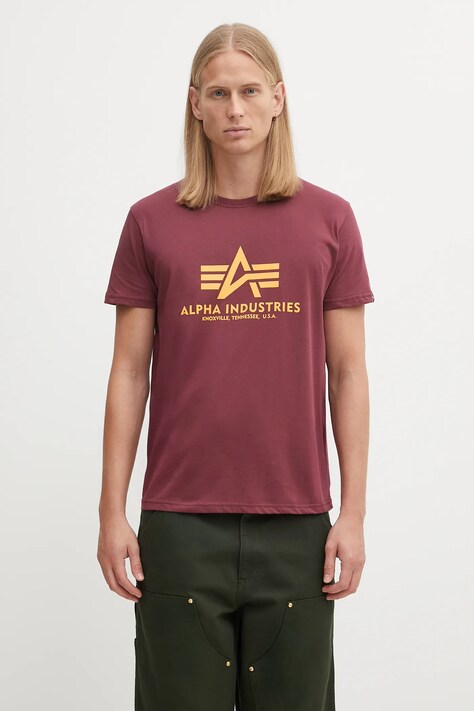 Βαμβακερό μπλουζάκι Alpha Industries χρώμα κόκκινο 100501.184