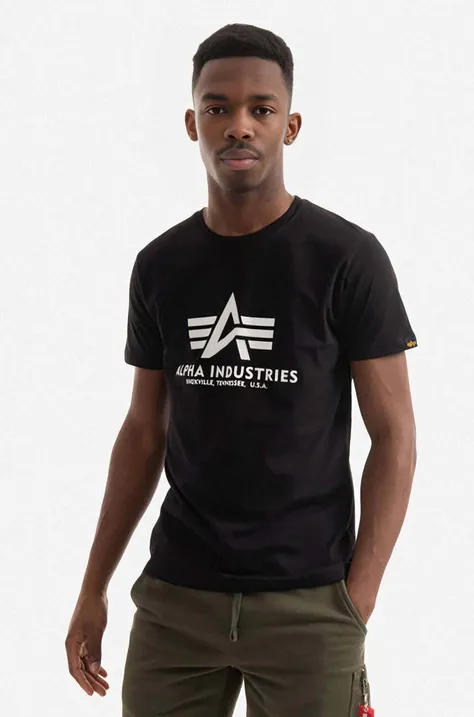 Βαμβακερό μπλουζάκι Alpha Industries Basic χρώμα: μαύρο