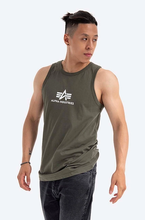 Alpha Industries t-shirt bawełniany kolor zielony 126566.142-ZIELONY