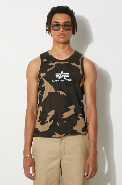 Βαμβακερό μπλουζάκι Alpha Industries χρώμα πράσινο 126566C.408