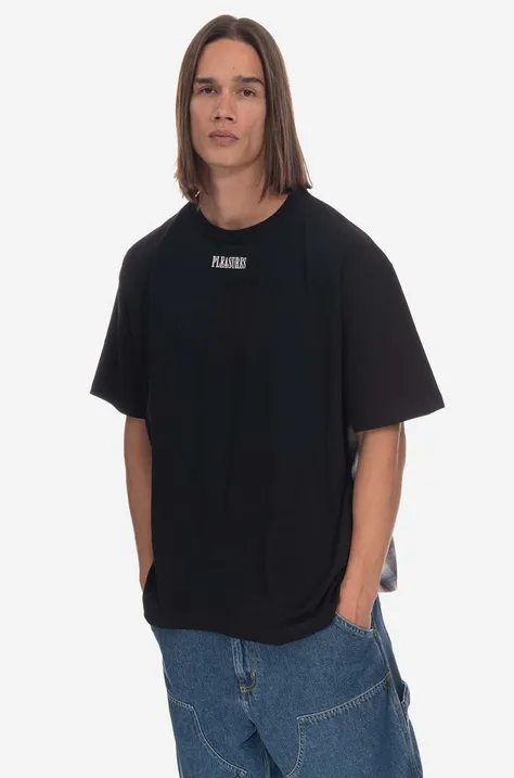 Памучна тениска PLEASURES Tainted Contrast Heavyweight в черно с десен