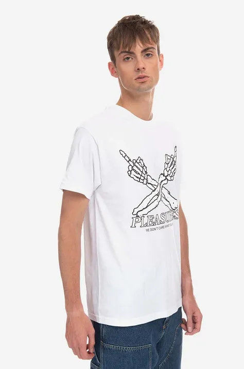 Памучна тениска PLEASURES Dont Care T-shirt в бяло с принт
