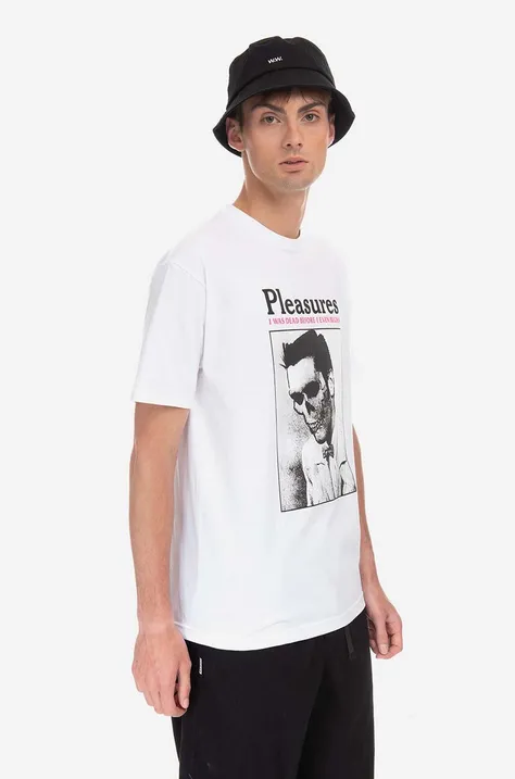 PLEASURES tricou din bumbac Dead T-shirt culoarea alb, cu imprimeu P23SP056-WHITE