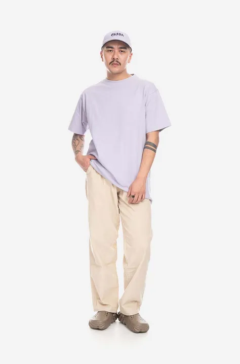 Памучна тениска Taikan в лилаво с изчистен дизайн