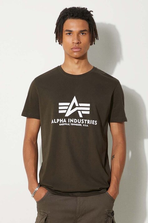 Alpha Industries tricou din bumbac Basic culoarea maro, cu imprimeu 100501.413-brown