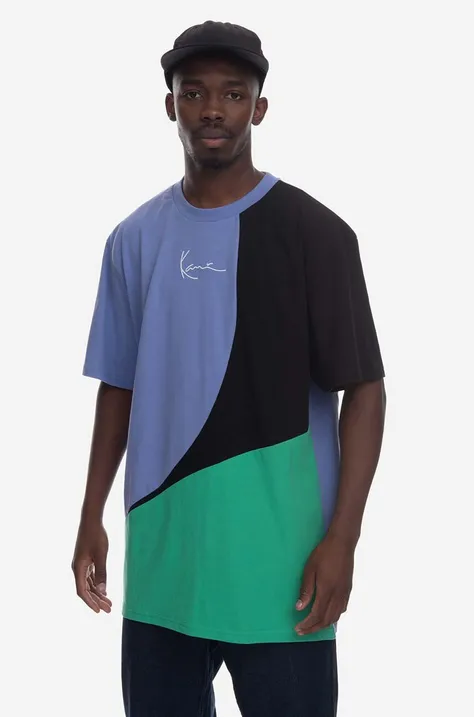 Karl Kani t-shirt bawełniany Woven Signature Block Tee wzorzysty 6037511-Multicolor