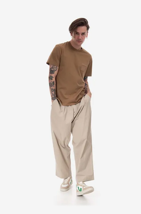 Pamučna majica Neil Barett Slim Memory Od Army boja: smeđa, glatki model, PBJT148.U501C-1390
