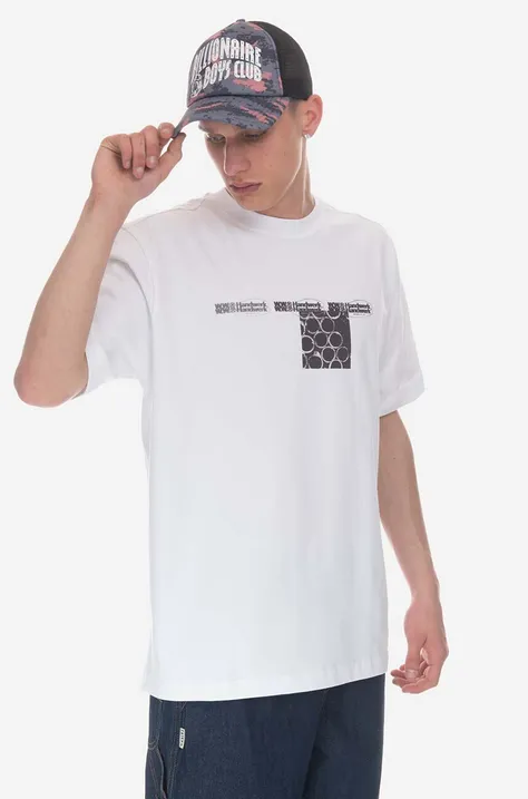 Bavlnené tričko Wood Haider Texture T-shirt 12245706-2106 ANTHRACITE biela farba, s potlačou