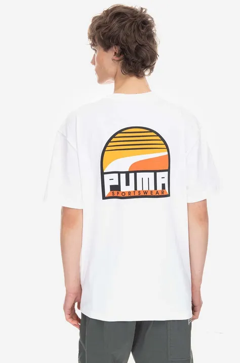 Pamučna majica Puma boja: bijela, s tiskom, 539158.52-white