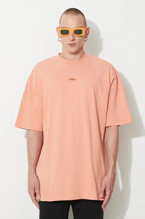 032C t-shirt bawełniany kolor pomarańczowy gładki SS23.C.1071-WASHEDTERR